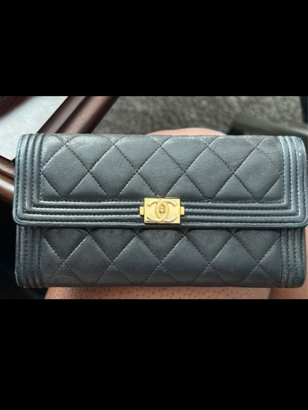 Chanel Quilted Leather Wallet in Black with Gold Hardware